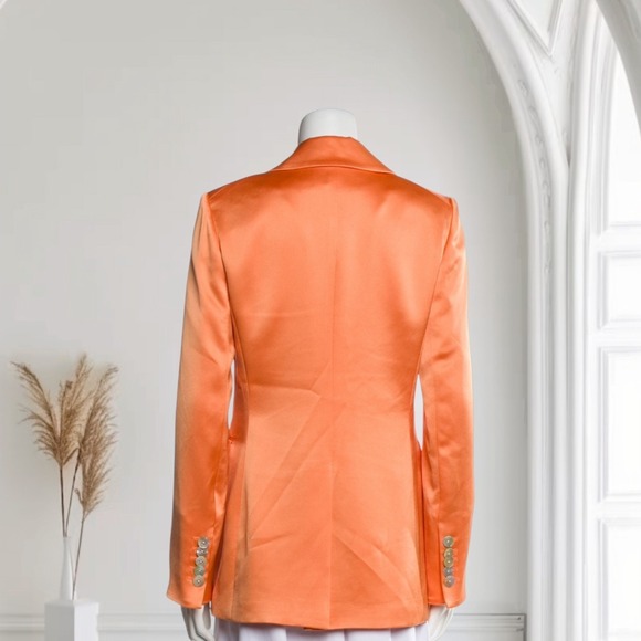 Veronica Beard Erie Satin Blazer in Orange Women's 2 Luxury - Picture 2 of 9